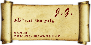 Járai Gergely névjegykártya